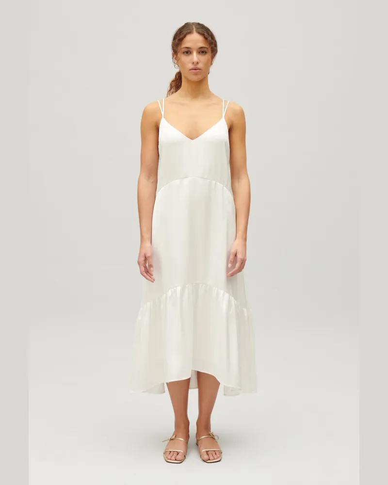 Claudie Pierlot Satiniertes Midikleid Ecru