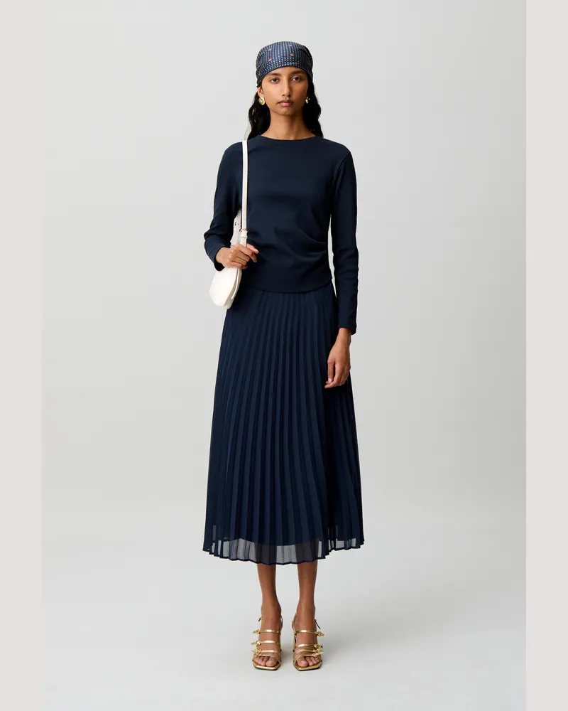 Claudie Pierlot T-Shirt-Kleid Materialmix Marine