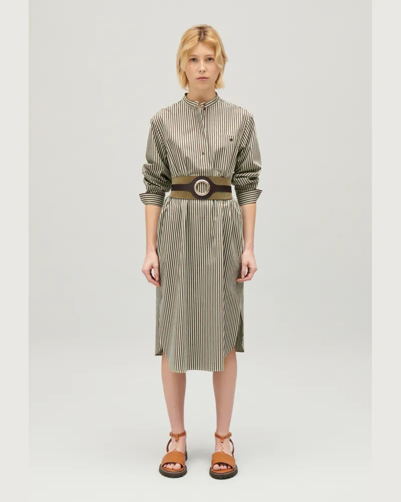 Claudie Pierlot Langes Kleid mit Streifen-Design Grün Grün