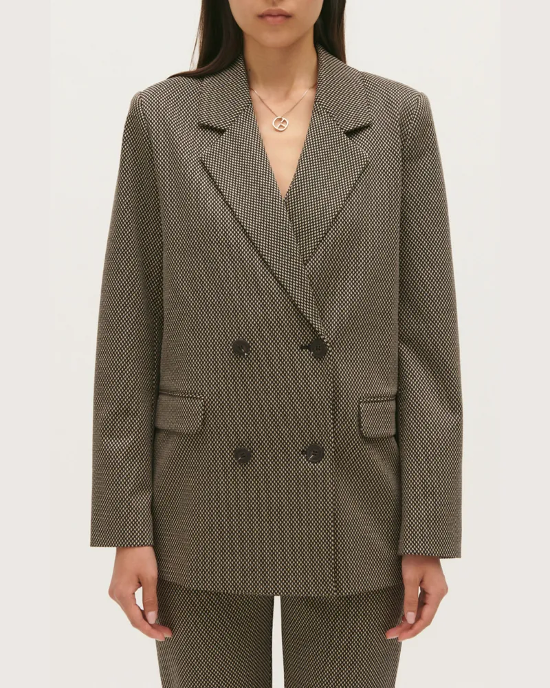 Claudie Pierlot Schokoladenbrauner Hahnentritt-Blazer Schokolade