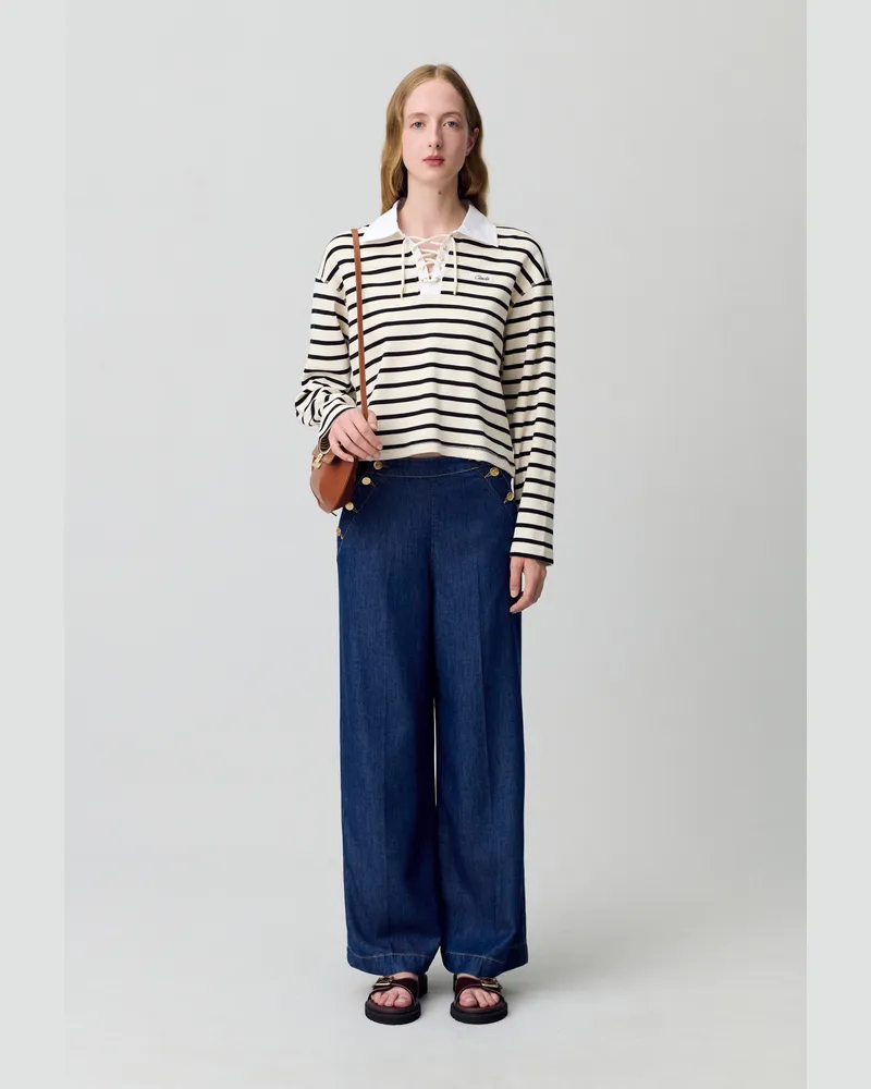 Claudie Pierlot Weit geschnittene Schlagjeans Denim