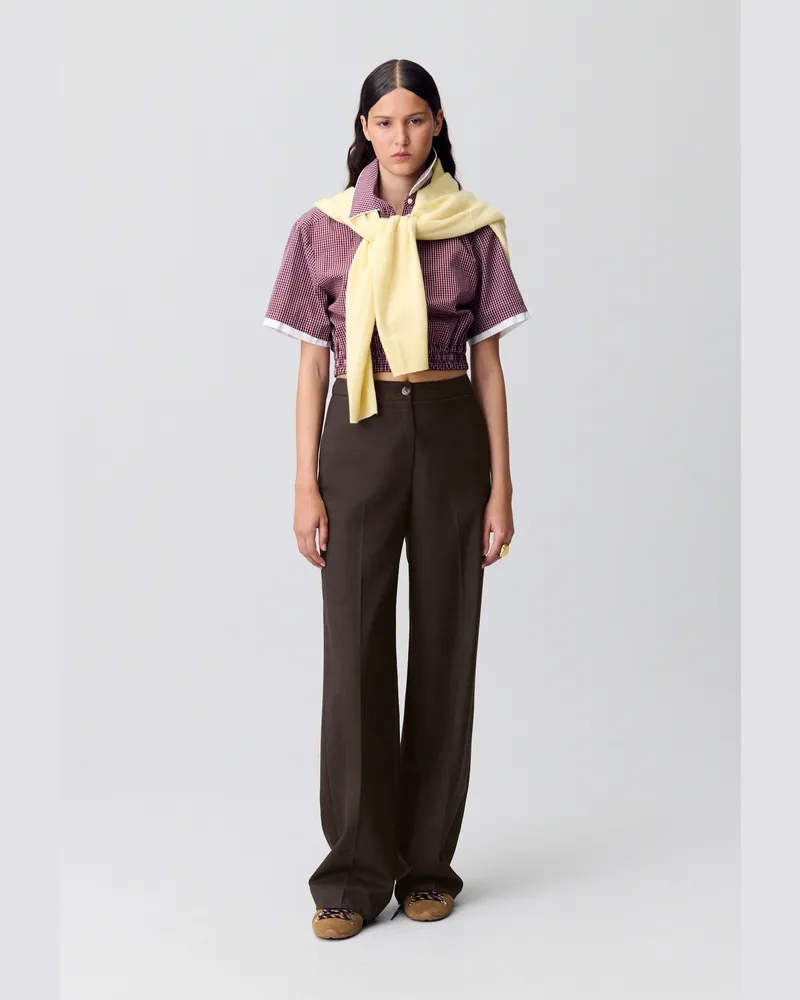 Claudie Pierlot Gerade geschnittene Wollhose Braun
