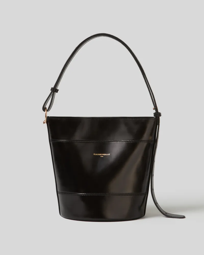 Claudie Pierlot Solveig Tasche Eimer Leder Schwarz