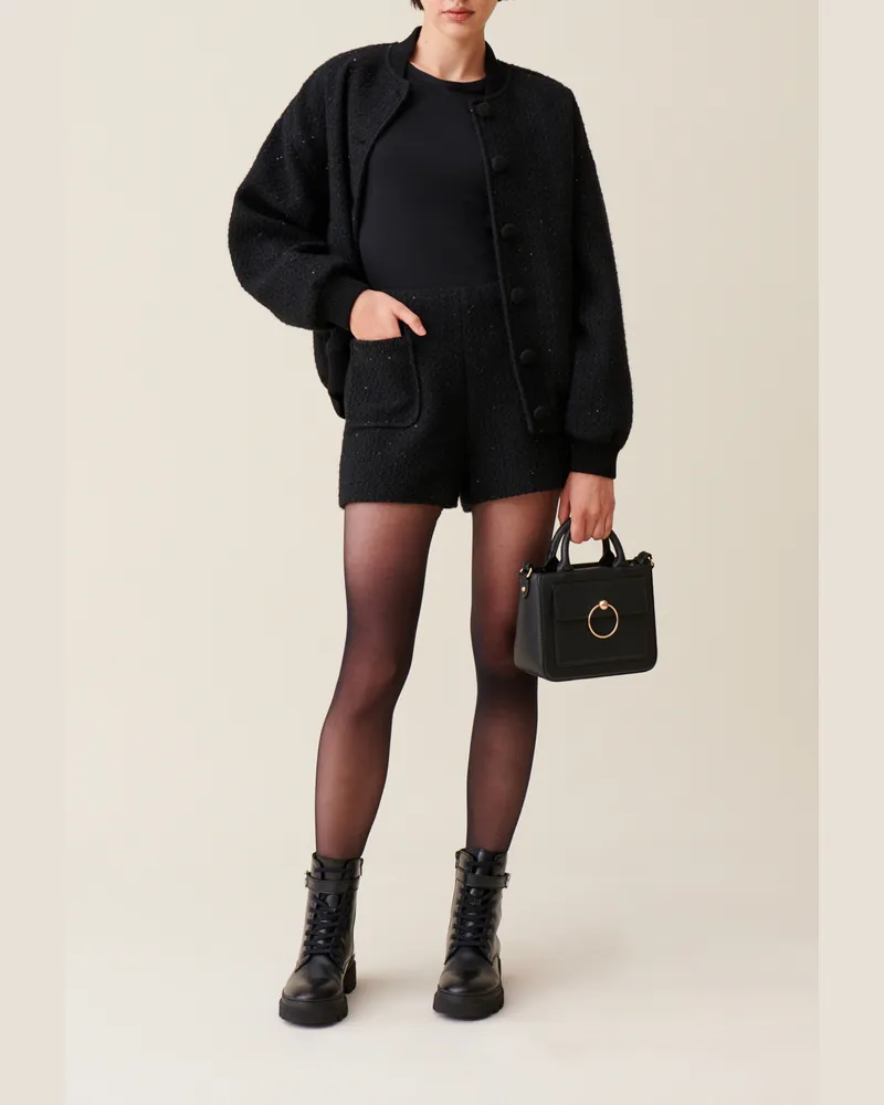 Claudie Pierlot Kurze schwarze Tweed-Shorts Schwarz