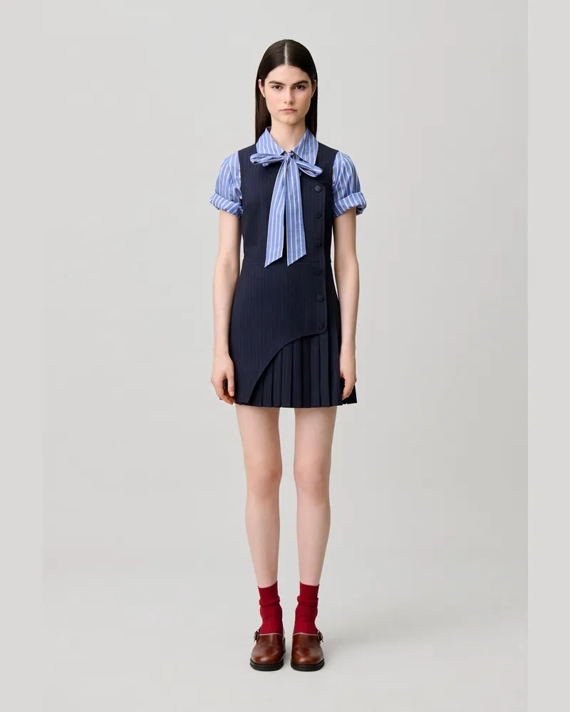 Claudie Pierlot Ärmelloses kurzes Kleid Zweifarbig