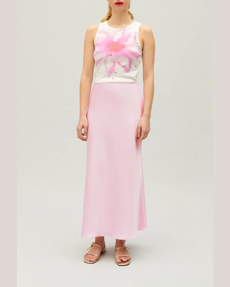 Claudie Pierlot Langer, satinierter Rock Blush