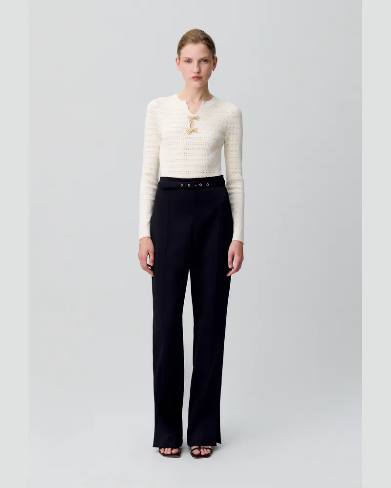 Claudie Pierlot Gestrickter Body mit Knoten-Design Ecru