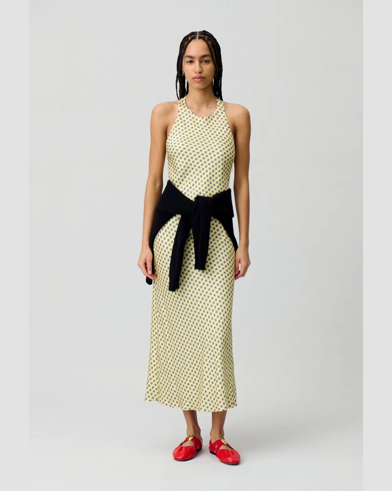 Claudie Pierlot Langes, satiniertes Kleid Heller