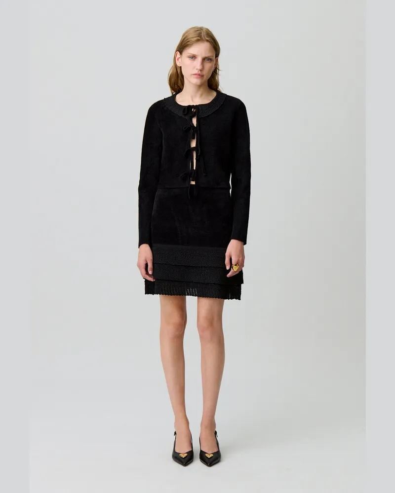 Claudie Pierlot Strickrock aus Velours Schwarz
