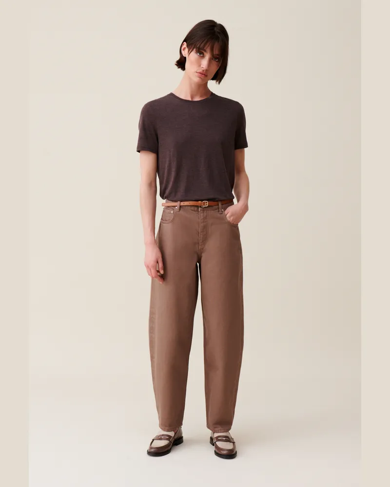 Claudie Pierlot Besticktes T-Shirt CP Kurzarm Marron