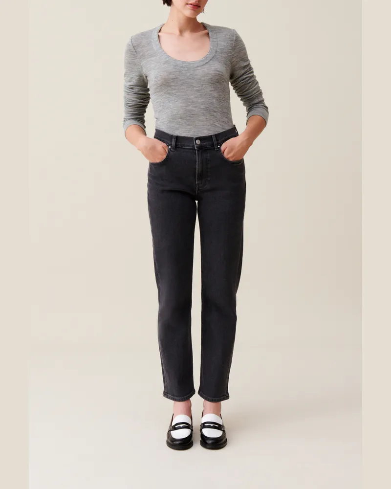 Claudie Pierlot Eng anliegendes graues Stricktop Grau-meliert