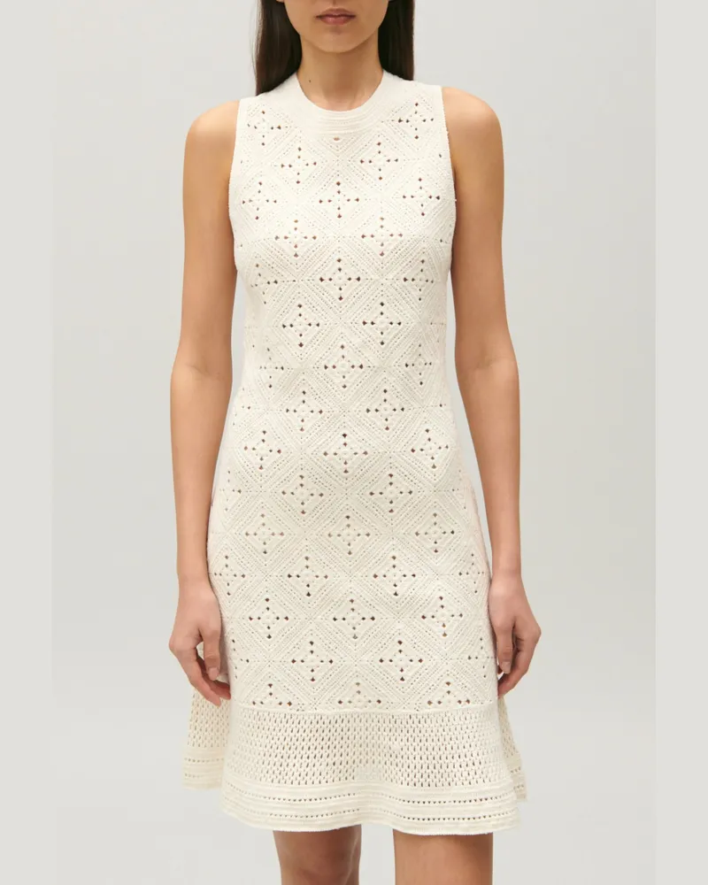 Claudie Pierlot Kurzes Kleid aus durchbrochener Ecru