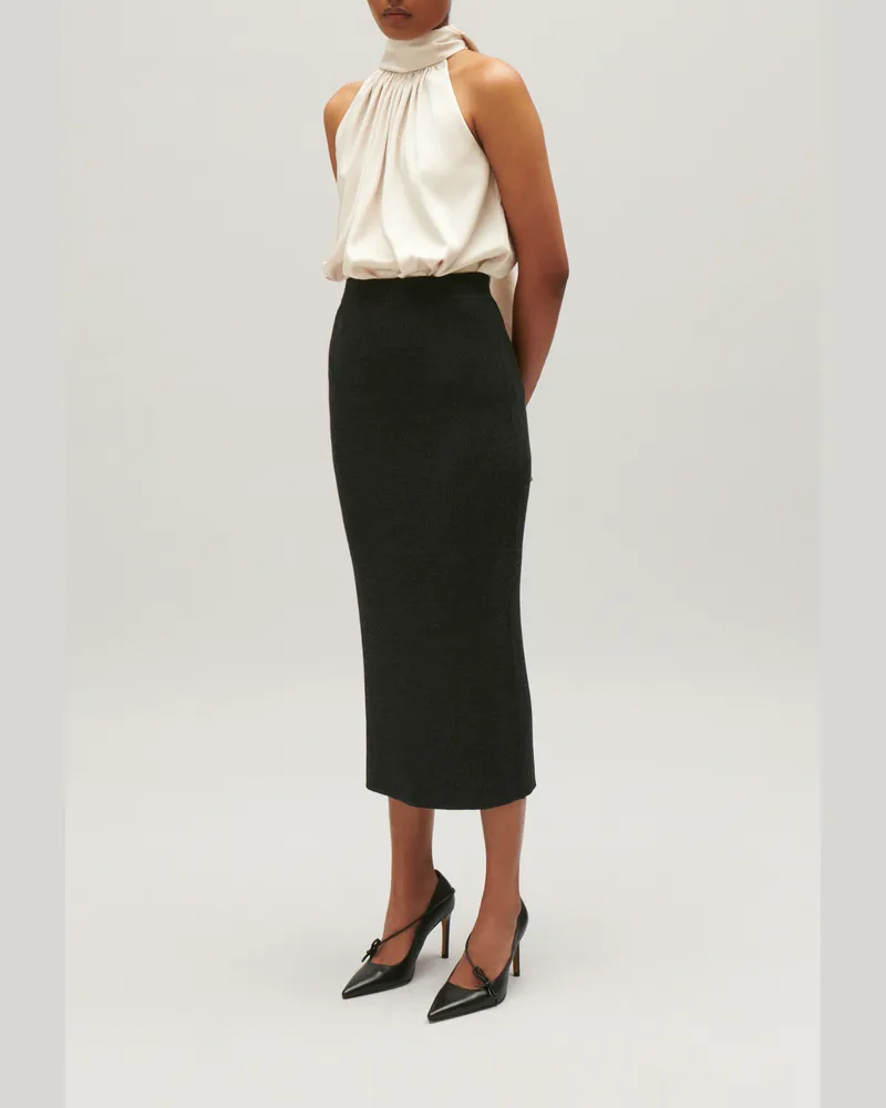 Claudie Pierlot Langer Strickrock, grau meliert Grau-meliert
