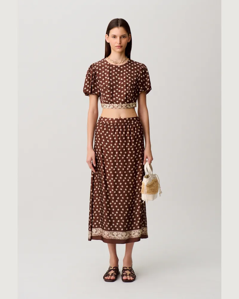 Claudie Pierlot Rückenfreies Satin-Top Dunkler