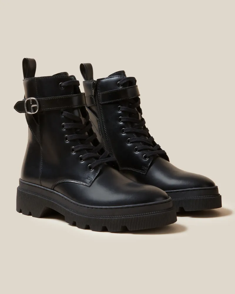 Claudie Pierlot Leder Ranger Stiefel Schwarz