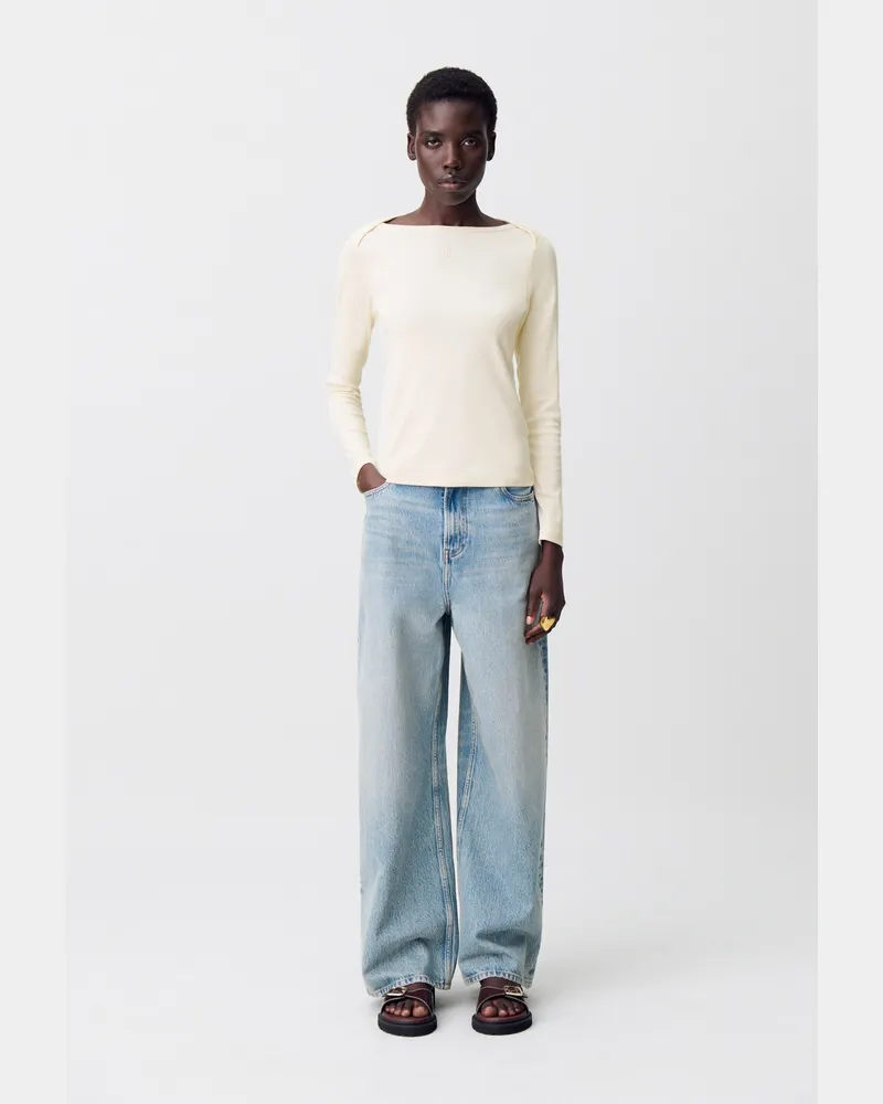 Claudie Pierlot Baumwoll-T-Shirt Ecru