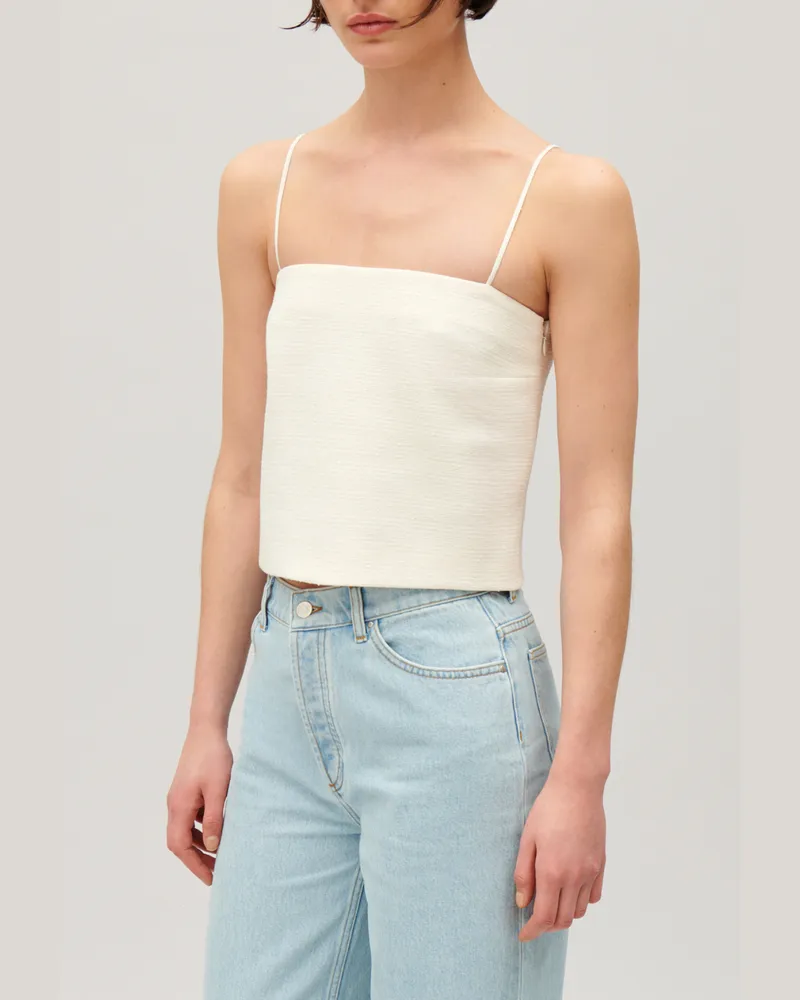 Claudie Pierlot Kurzes Tweed-Top Ecru