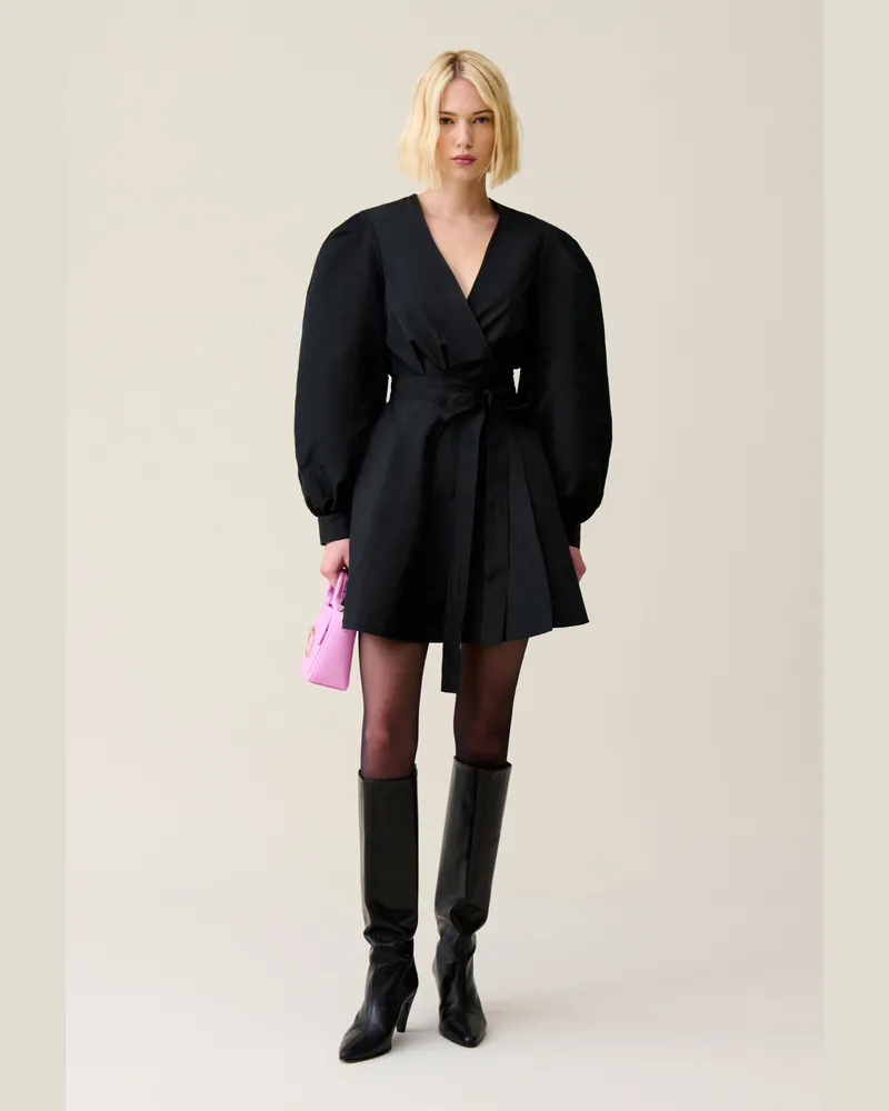 Claudie Pierlot Kurzes Kleid Puffärmeln in Schwarz Schwarz