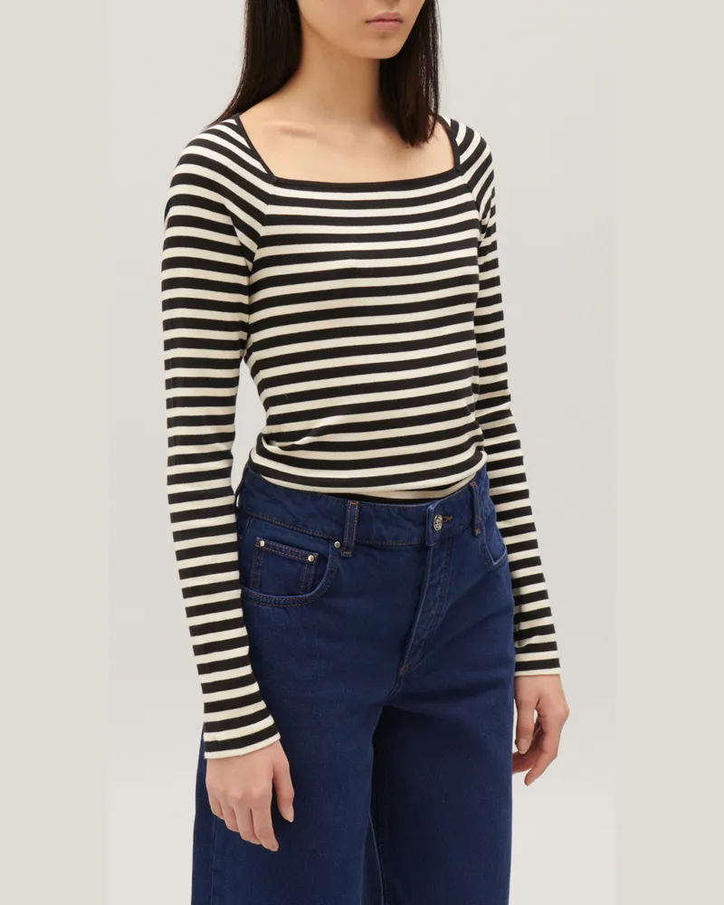 Claudie Pierlot Gestreiftes T-Shirt Zweifarbig