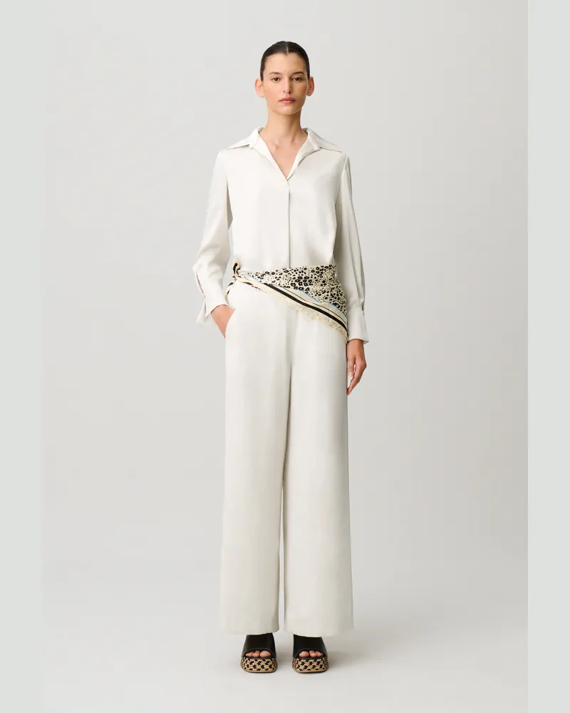 Claudie Pierlot Fließende Bluse mit Kragen Elfenbein