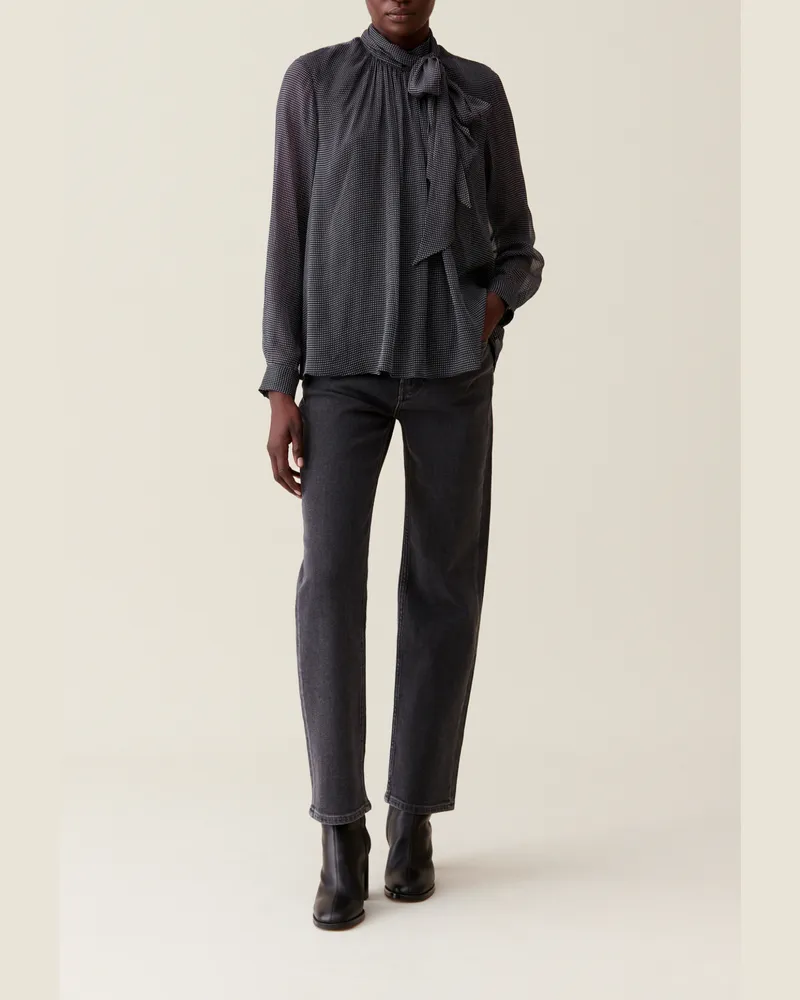 Claudie Pierlot Fließende Lavallière-Bluse Marine