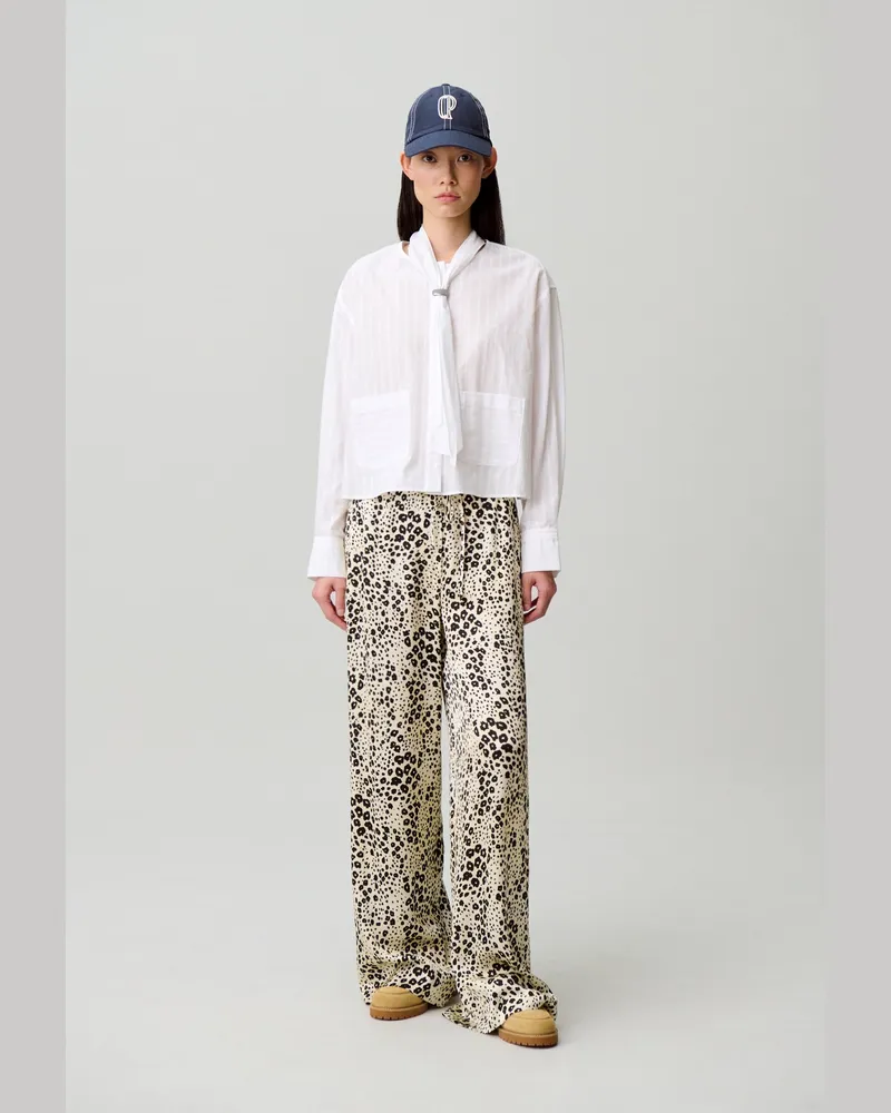 Claudie Pierlot Gestreiftes Baumwollhemd Weiß