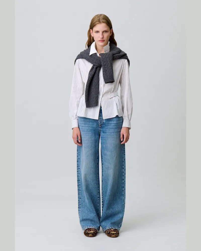 Claudie Pierlot Gestreiftes Popeline-Hemd Zweifarbig