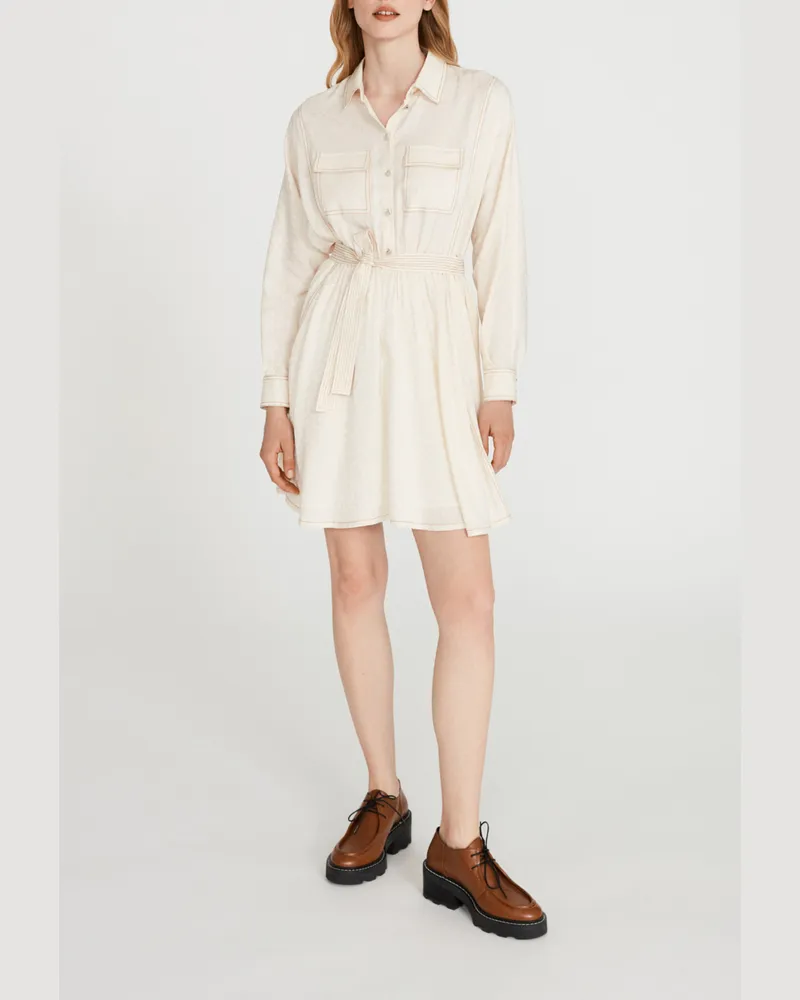 Claudie Pierlot Weich fließendes Kleid im Hemdstil Ecru