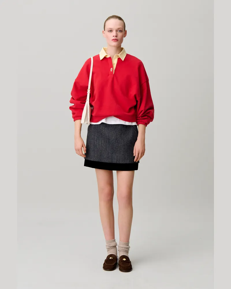 Claudie Pierlot Weites Baumwoll-T-Shirt, kurz Ecru