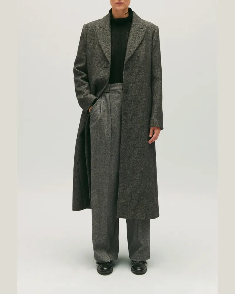 Claudie Pierlot Gerader halblanger zweifarbiger Mantel Zweifarbig