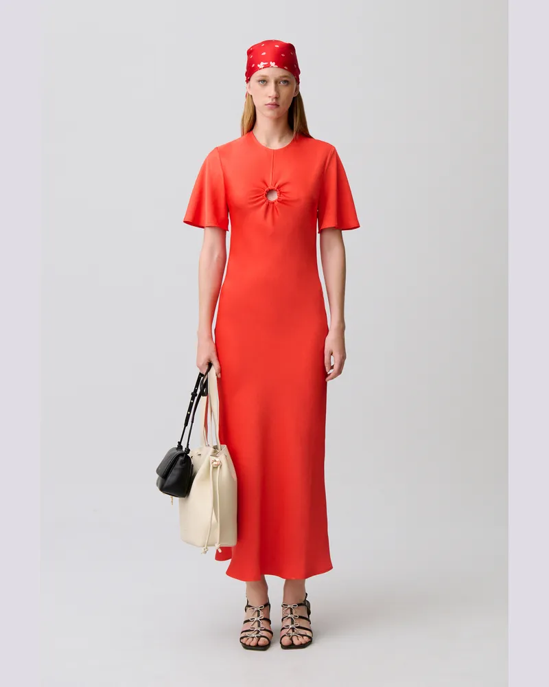 Claudie Pierlot Langes Satin-Kleid Tangerine