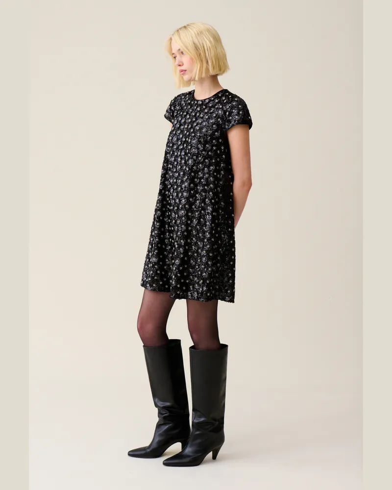 Claudie Pierlot Kurz geschnittenes Babydoll-Kleid Schwarz