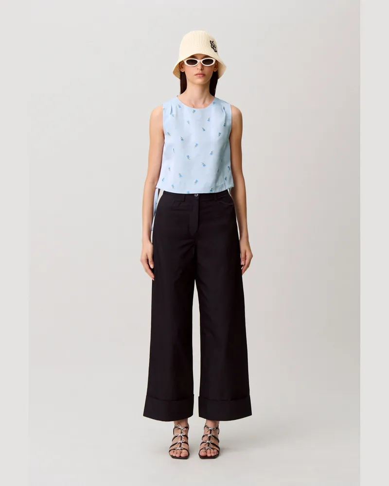 Claudie Pierlot Besticktes Satin-Top Ciel