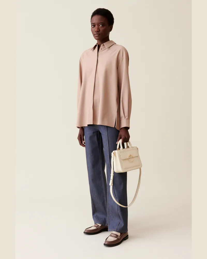 Claudie Pierlot Oversize Plissee-Hemd Beige