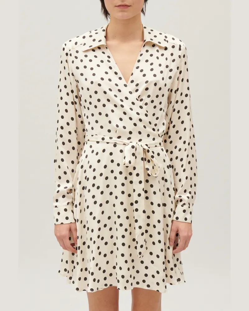 Claudie Pierlot Schwarz-weißes Wickelkleid mit Print Heller