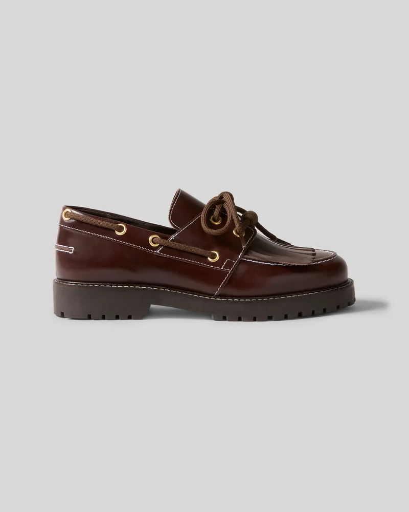 Claudie Pierlot Bootsschuhe aus Leder Schokolade