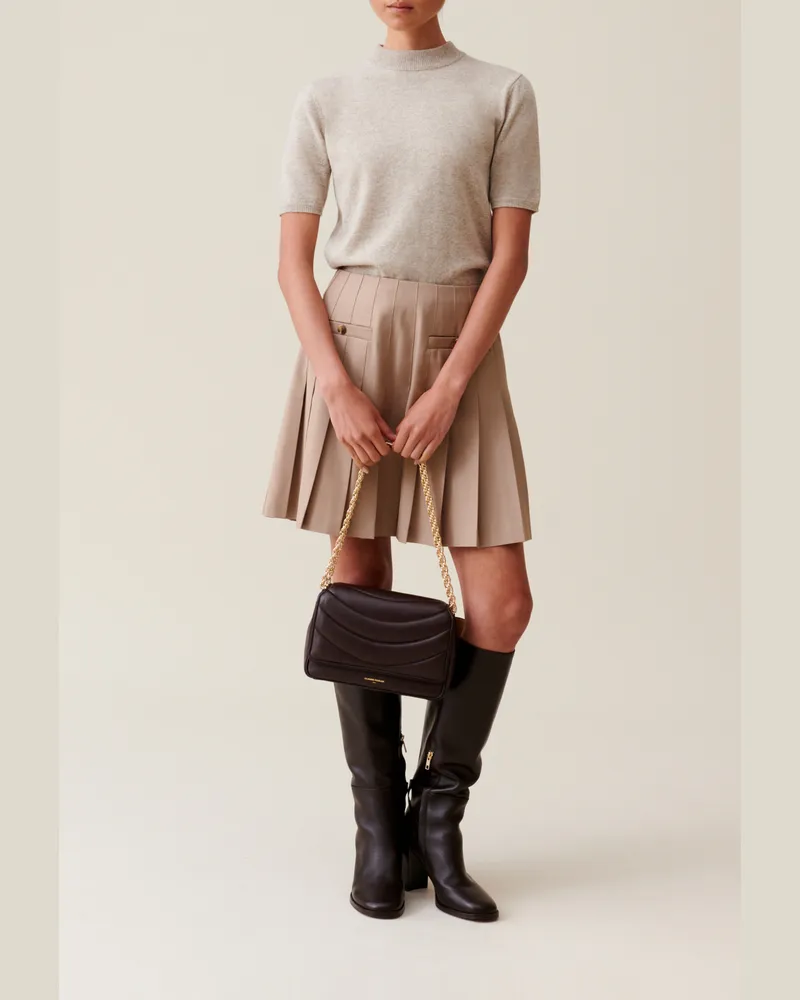 Claudie Pierlot Kurzer Faltenrock Beige