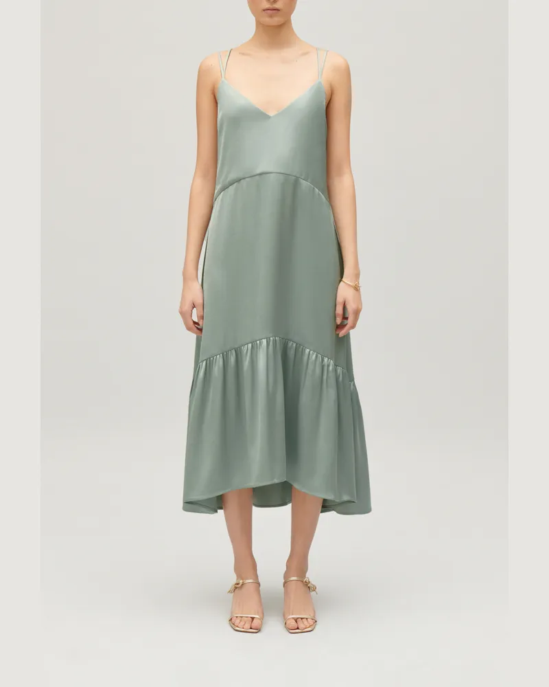 Claudie Pierlot Satiniertes Midikleid Mandel