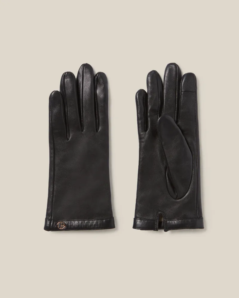 Claudie Pierlot Schwarze Lederhandschuhe CP Schwarz