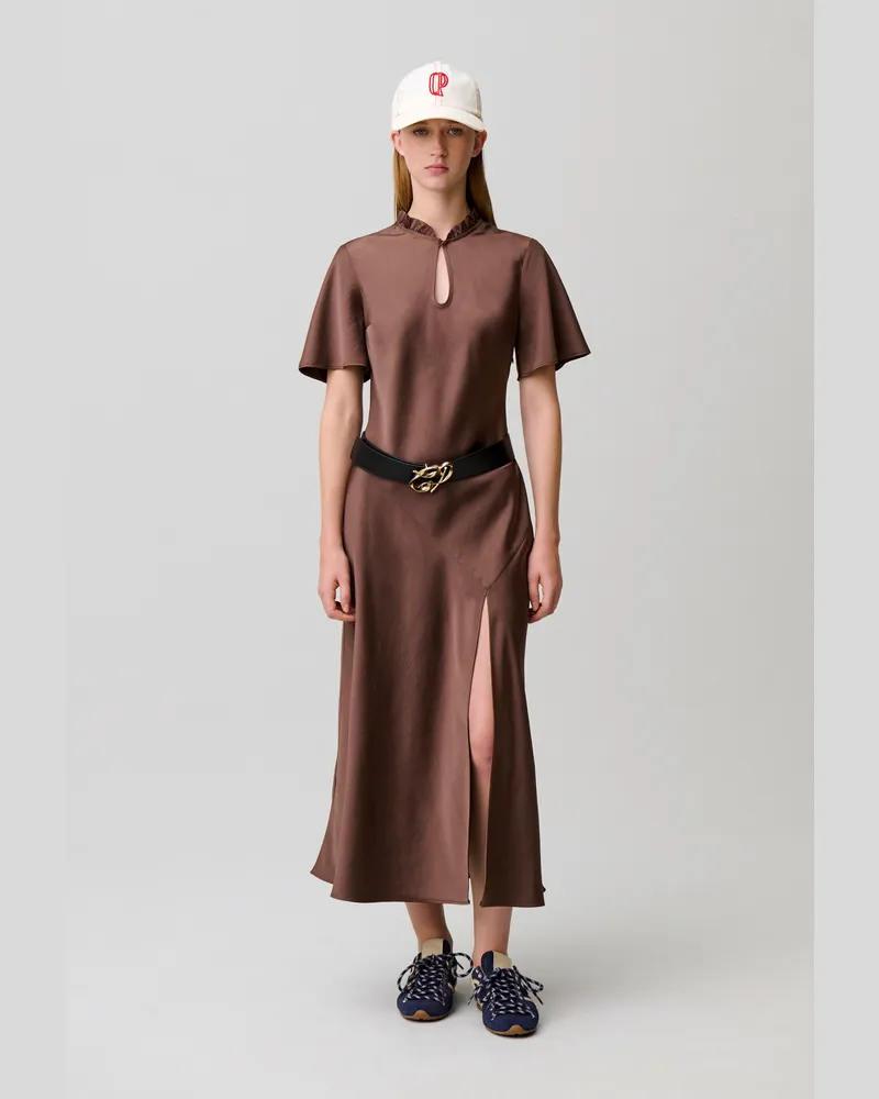 Claudie Pierlot Fließendes Midi-Kleid Marron
