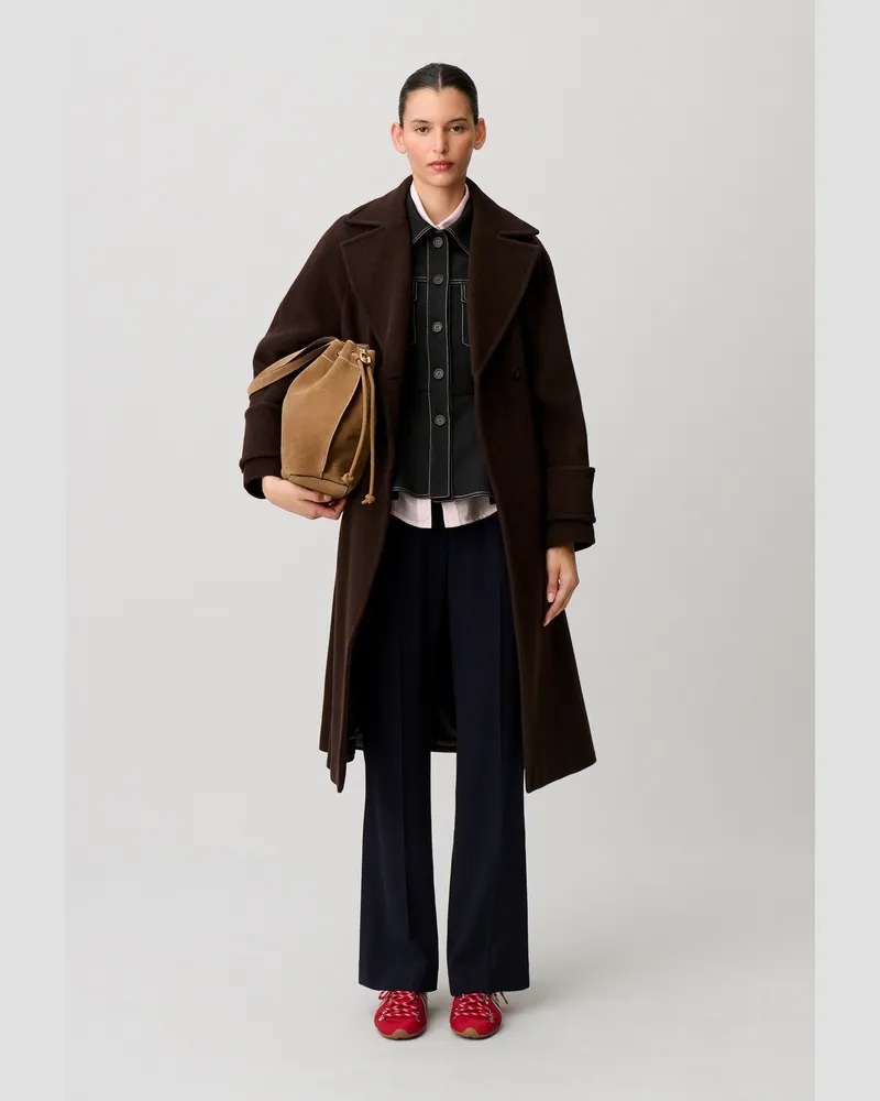 Claudie Pierlot Langer Mantel mit Gürtel Braun