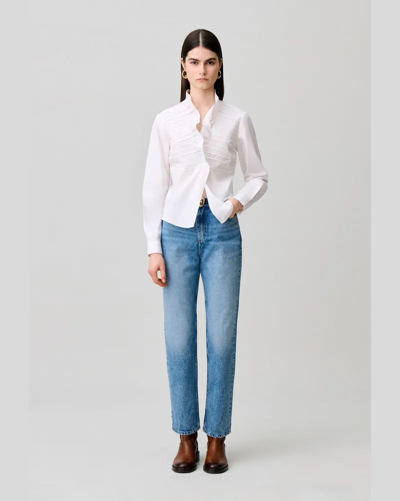Claudie Pierlot Popeline-Top mit Volantkragen Weiß