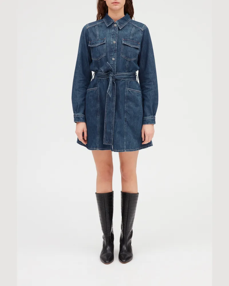 Claudie Pierlot Kurzes Jeanskleid in Mid Blue Denim