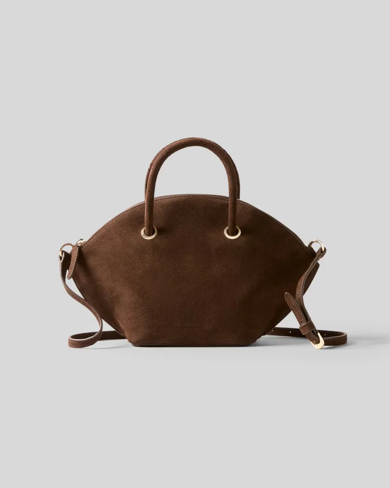 Claudie Pierlot Weiche Velourslederhandtasche Schokolade