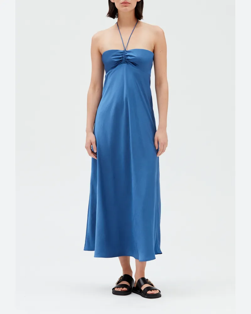 Claudie Pierlot Langes Bustier-Kleid, blau Orage
