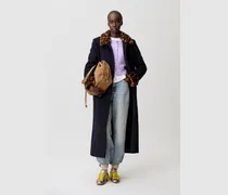 Langer Wollmantel Leopardenmuster