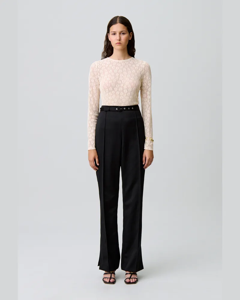Claudie Pierlot Transparentes Spitzen-Top Ecru