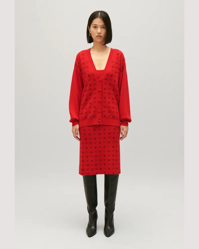 Claudie Pierlot Jacquard-Cardigan in Rot Rot