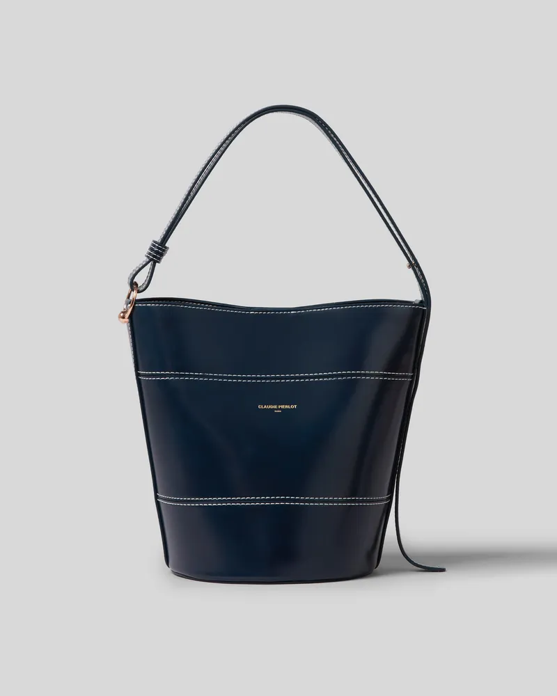 Claudie Pierlot Verstellbare Leder-Beuteltasche Marine
