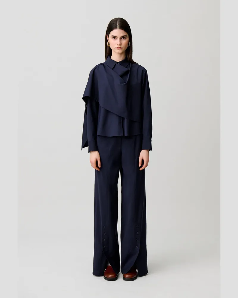 Claudie Pierlot Wollmix-Jacke mit Schalkragen Marine